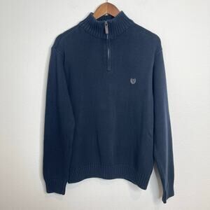 Chaps Ralph Lauren Men’s Quarter Zip Sweater XL Navy Blue 100% Cotton Pullover